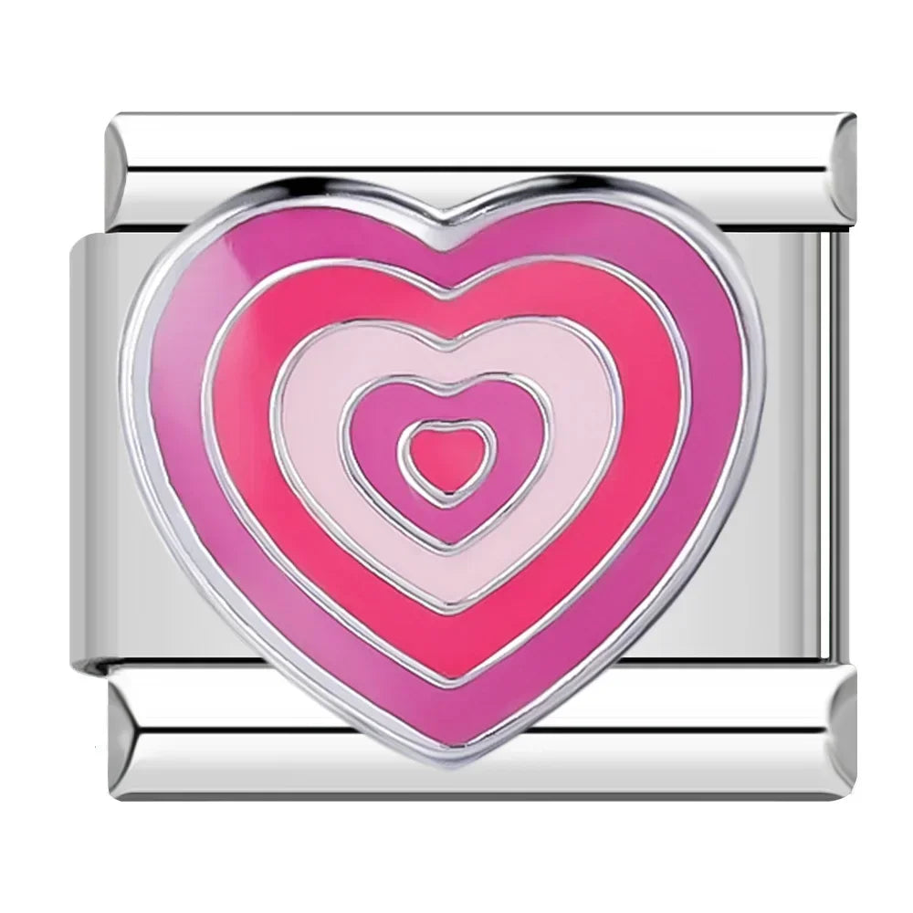 Pink Love Heart - Silver